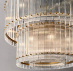 37 Inch Ribbed Glass Two-Tier Chandelier - San Marco