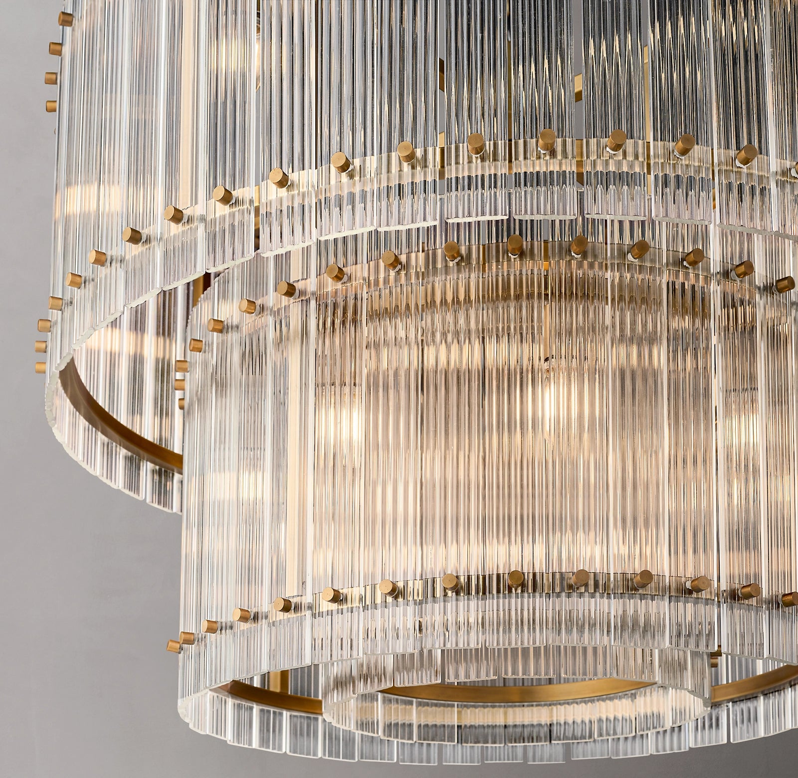 37 Inch Ribbed Glass Two-Tier Chandelier - San Marco