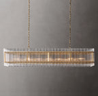 54 Inch Ribbed Glass Rectangular Chandelier - San Marco
