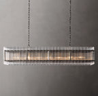 54 Inch Ribbed Glass Rectangular Chandelier - San Marco