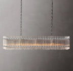 54 Inch Ribbed Glass Rectangular Chandelier - San Marco