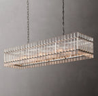 54 Inch Ribbed Glass Rectangular Chandelier - San Marco