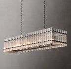 54 Inch Ribbed Glass Rectangular Chandelier - San Marco