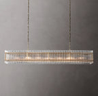 72 Inch Ribbed Glass Rectangular Chandelier - San Marco