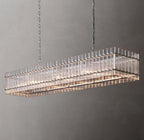 72 Inch Ribbed Glass Rectangular Chandelier - San Marco