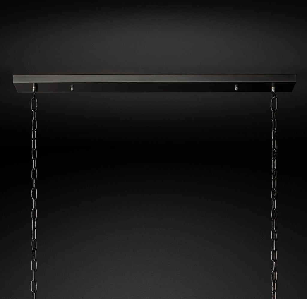 54 Inch Ribbed Glass Rectangular Chandelier - San Marco