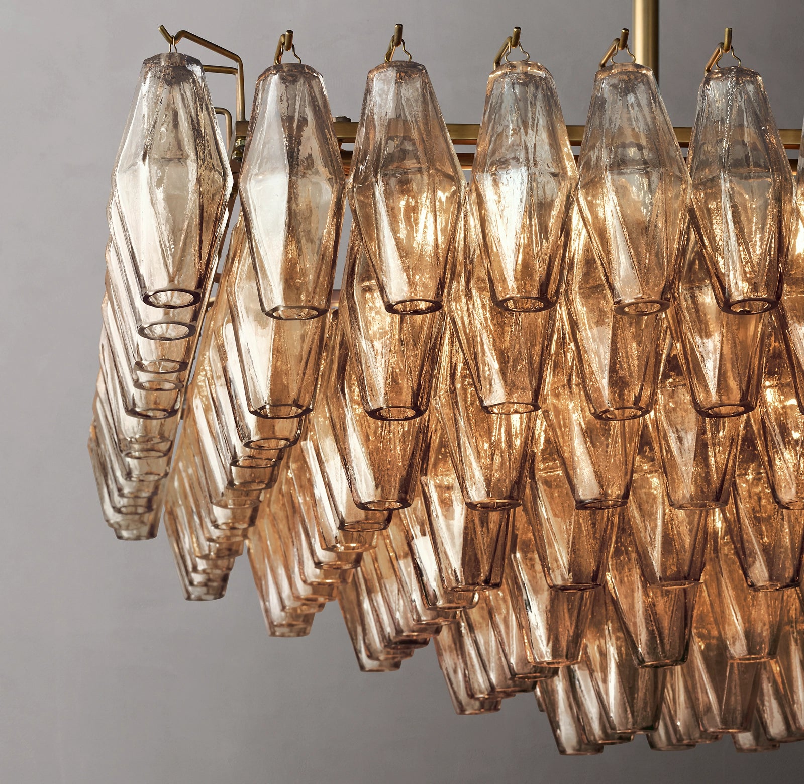 54 Inch Smoked Murano Glass Tiered Rectangular Chandelier - Chiara