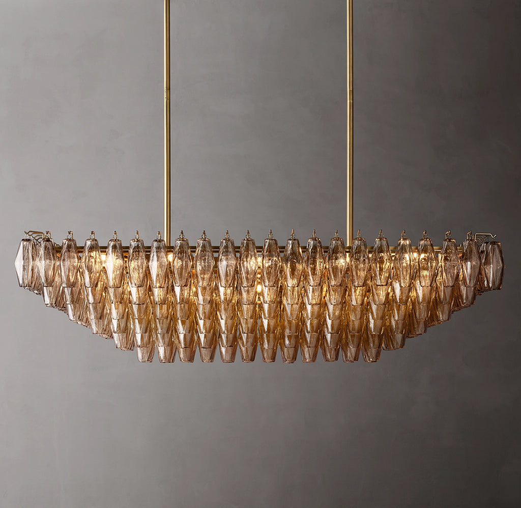 54 Inch Smoked Murano Glass Tiered Rectangular Chandelier - Chiara