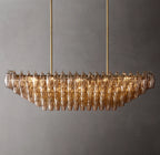 54 Inch Smoked Murano Glass Tiered Rectangular Chandelier - Chiara