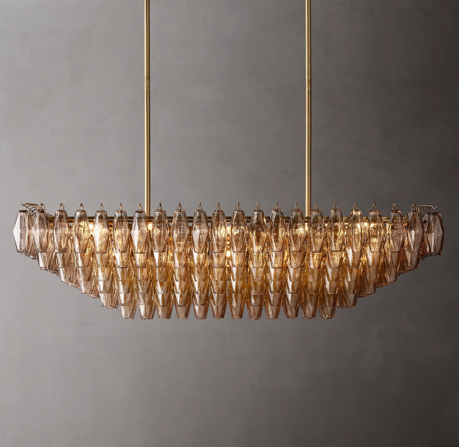 54 Inch Smoked Murano Glass Tiered Rectangular Chandelier - Chiara
