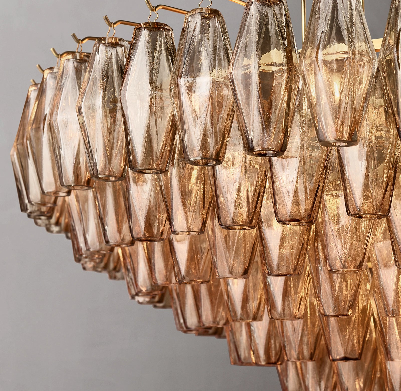 46 Inch Smoked Murano Glass Tiered Chandelier - Chiara