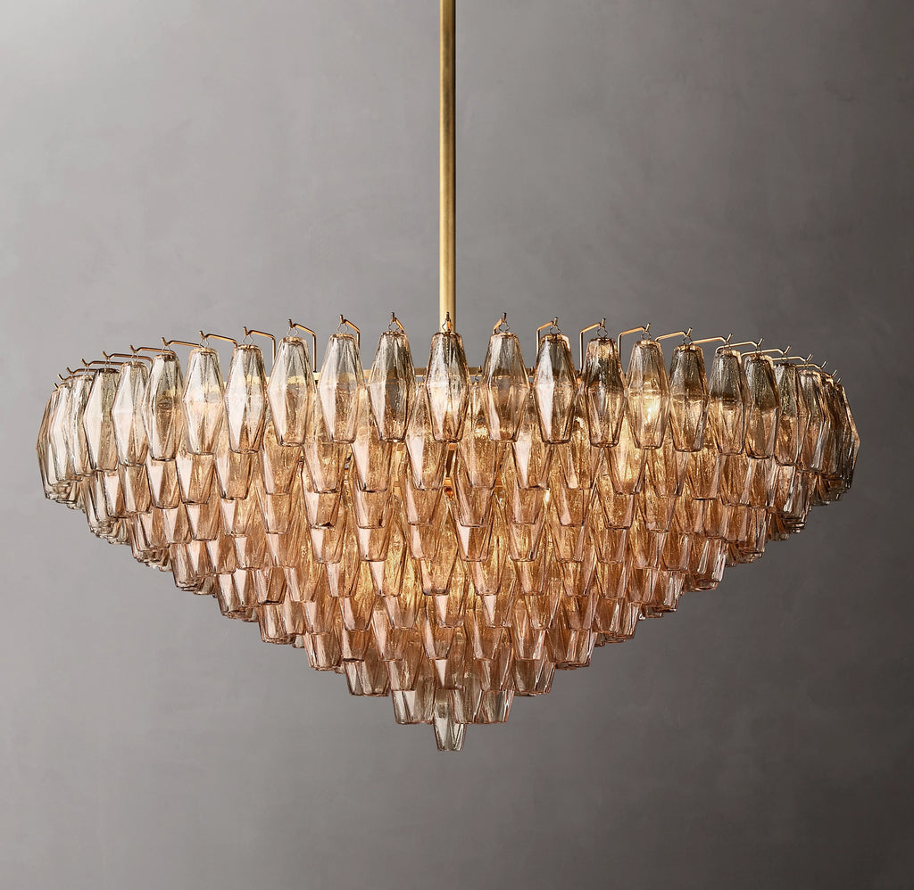 46 Inch Smoked Murano Glass Tiered Chandelier - Chiara