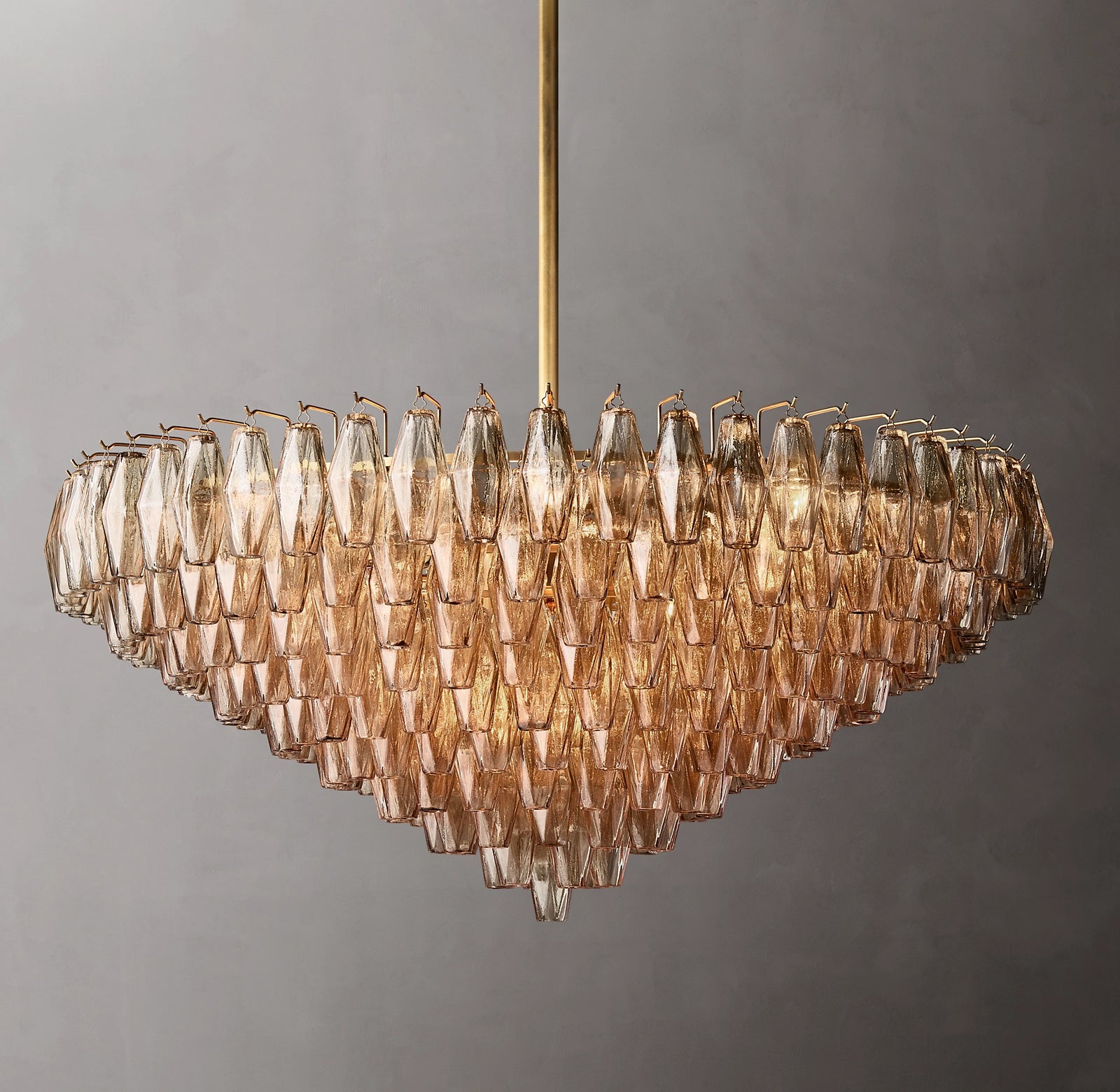 46 Inch Smoked Murano Glass Tiered Chandelier - Chiara
