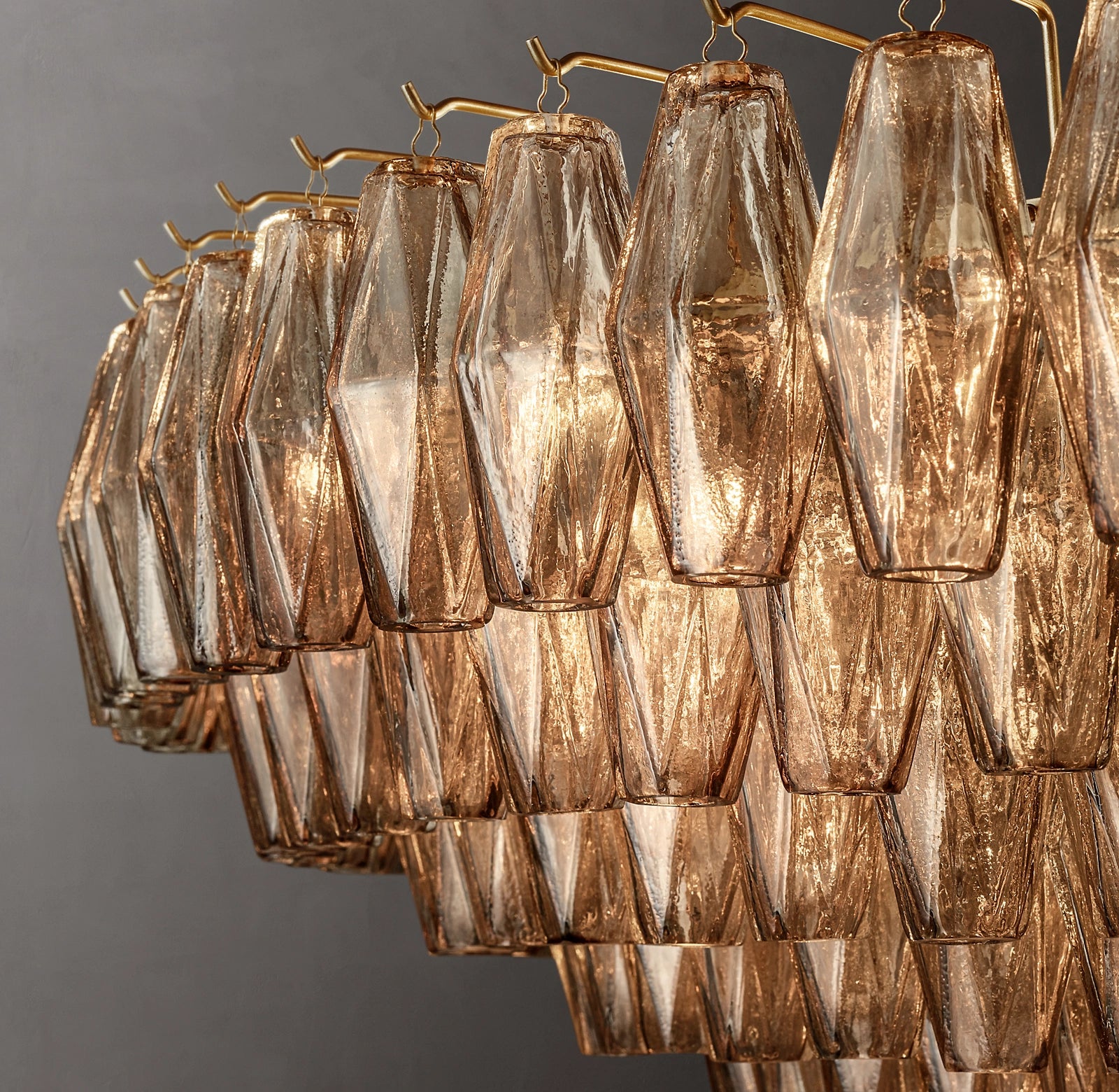 62 Inch Smoked Murano Glass Tiered Chandelier - Chiara