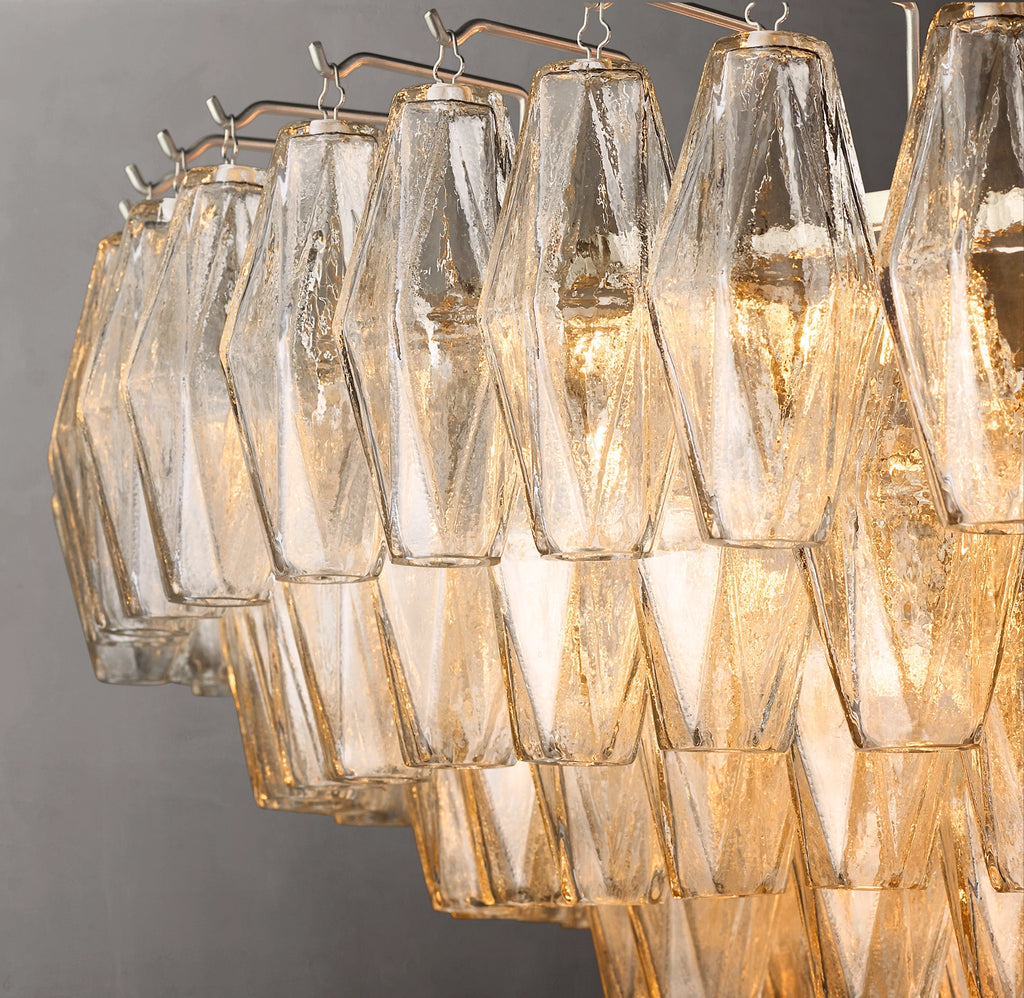 46 Inch Clear Murano Glass Tiered Chandelier - Chiara
