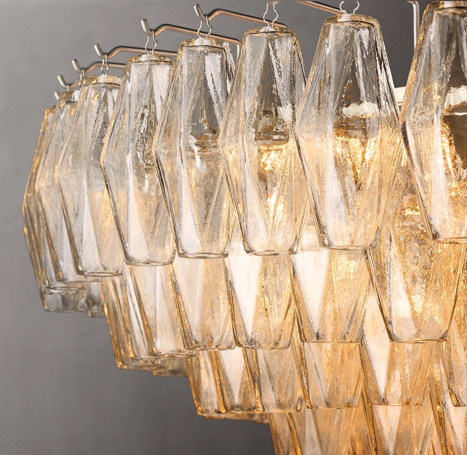 46 Inch Clear Murano Glass Tiered Chandelier - Chiara