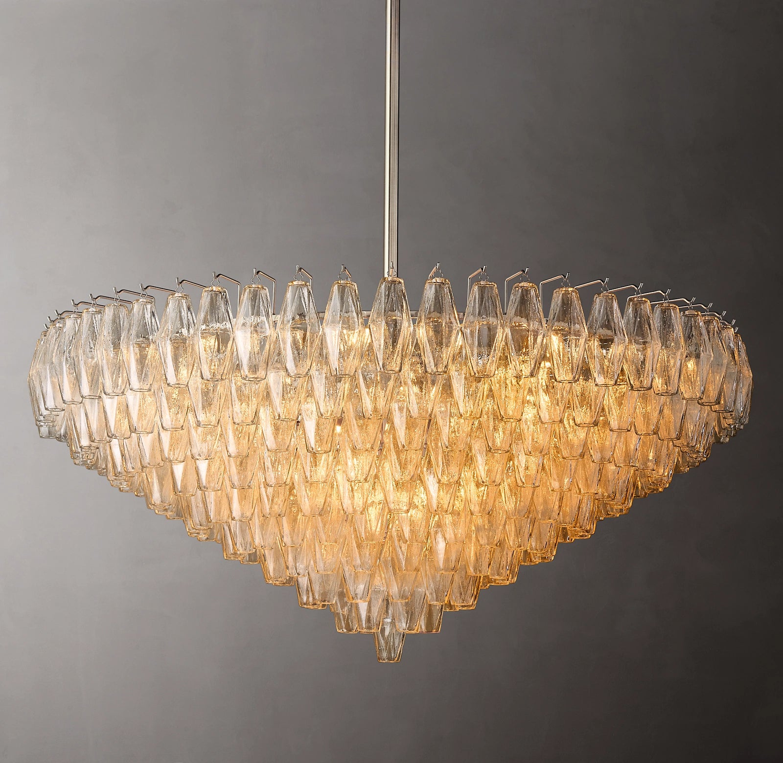 46 Inch Clear Murano Glass Tiered Chandelier - Chiara