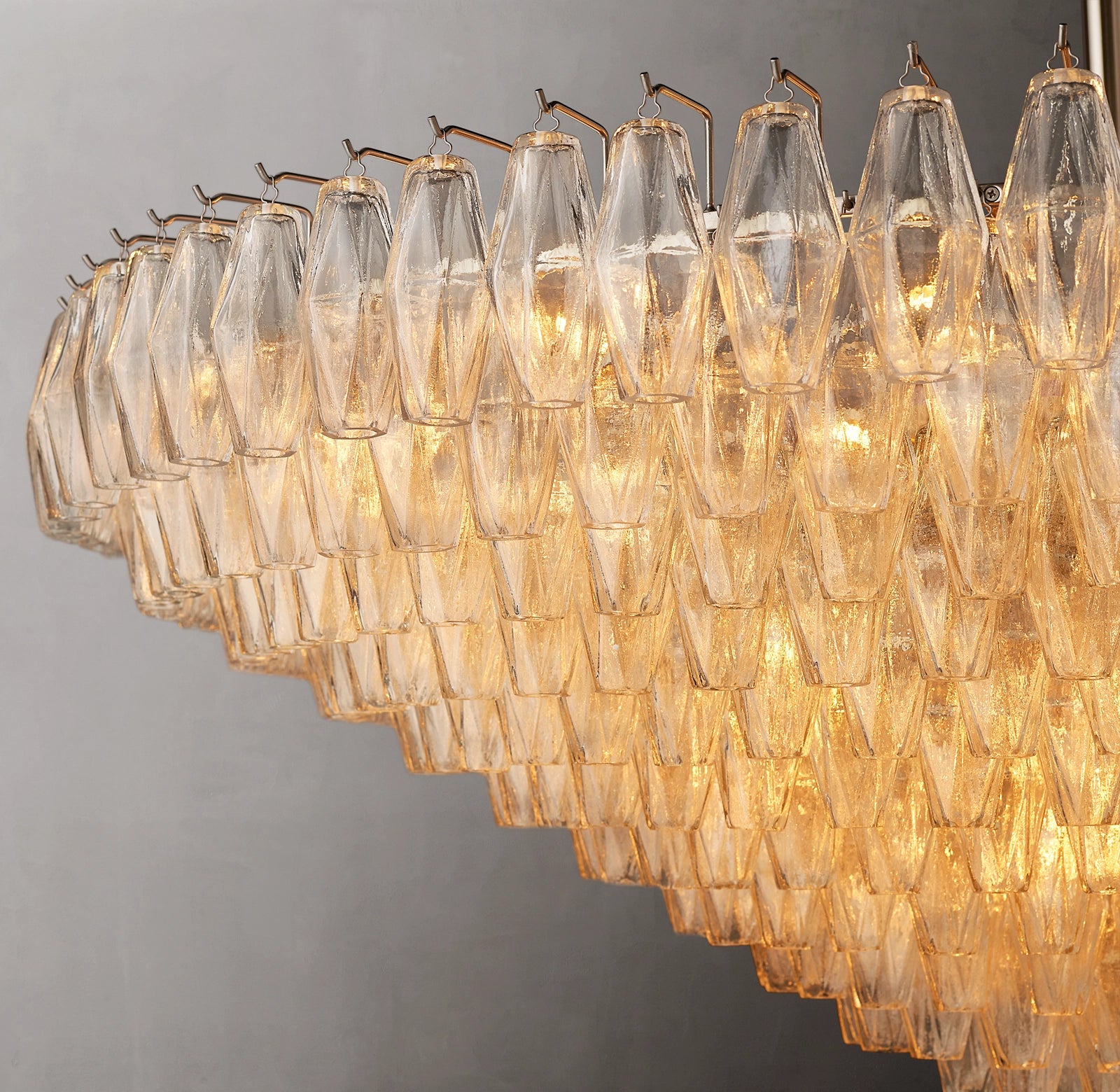 62 Inch Clear Murano Glass Tiered Chandelier - Chiara