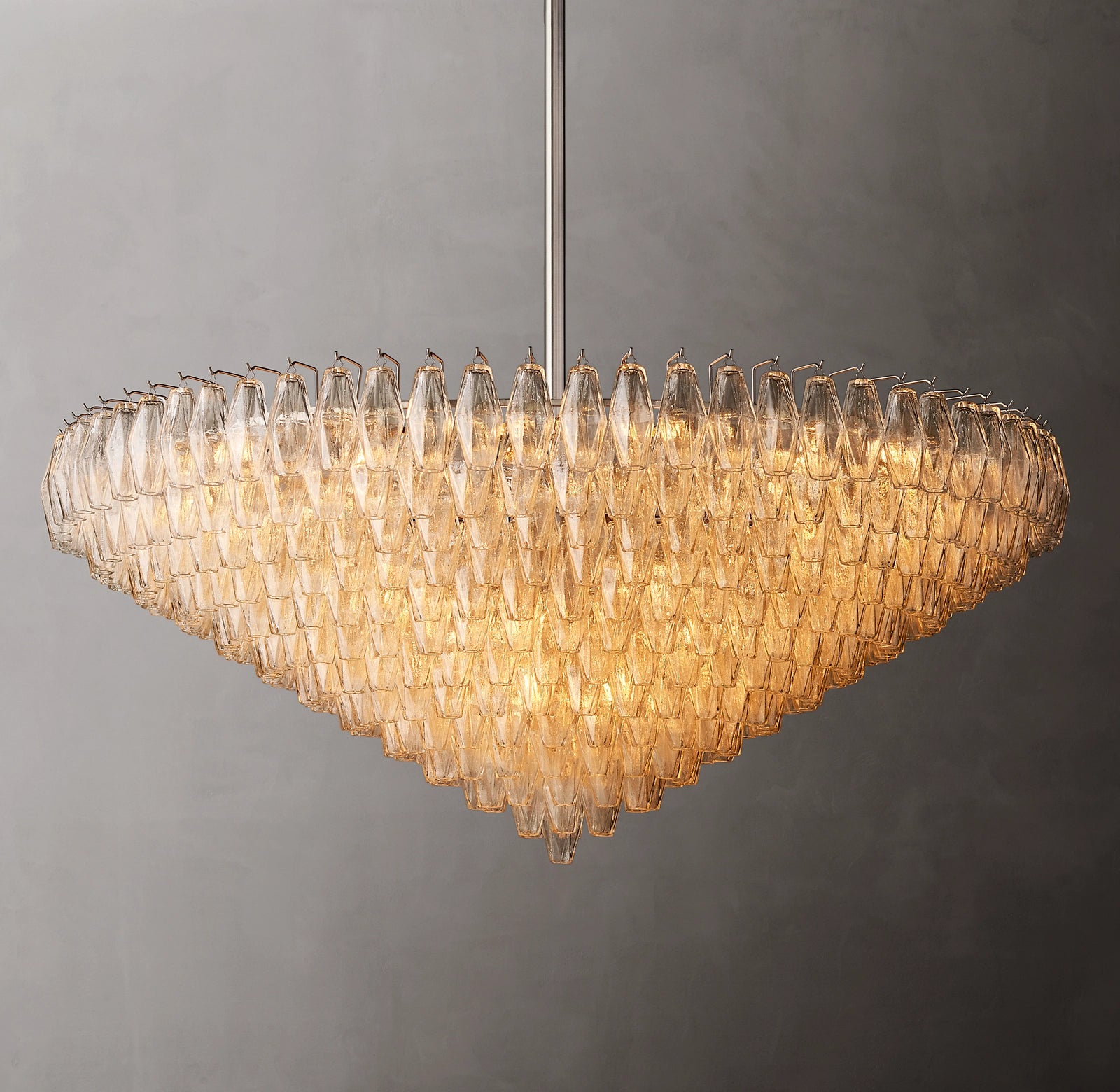 62 Inch Clear Murano Glass Tiered Chandelier - Chiara