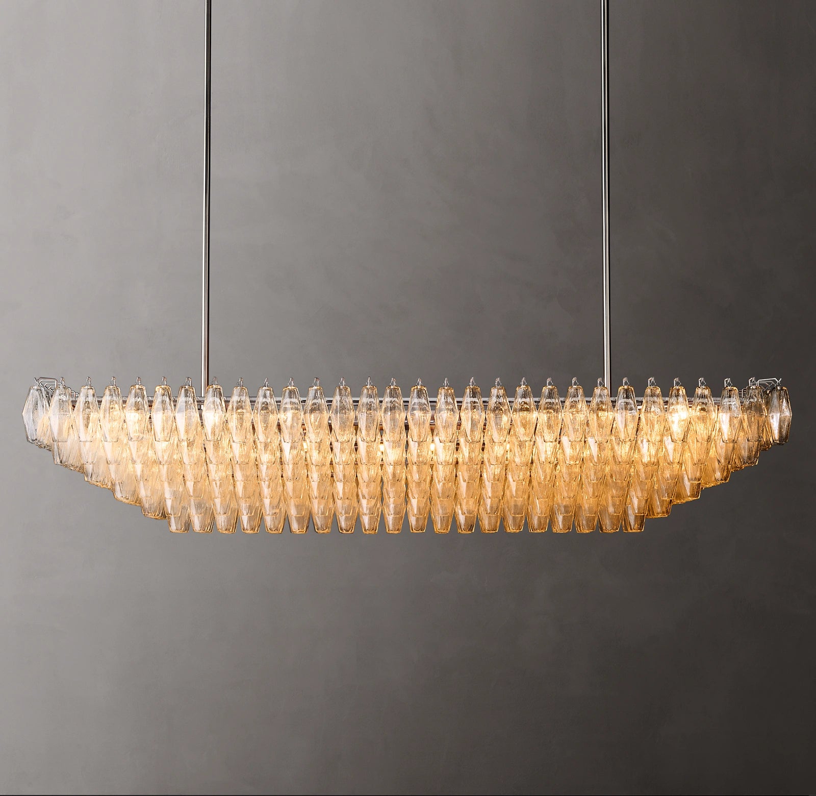 74 Inch Clear Murano Glass Tiered Rectangular Chandelier - Chiara
