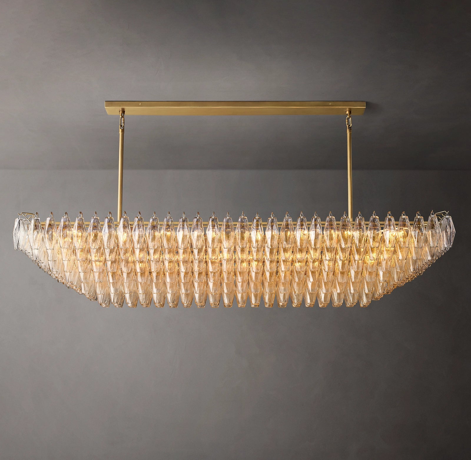 74 Inch Clear Murano Glass Tiered Rectangular Chandelier - Chiara