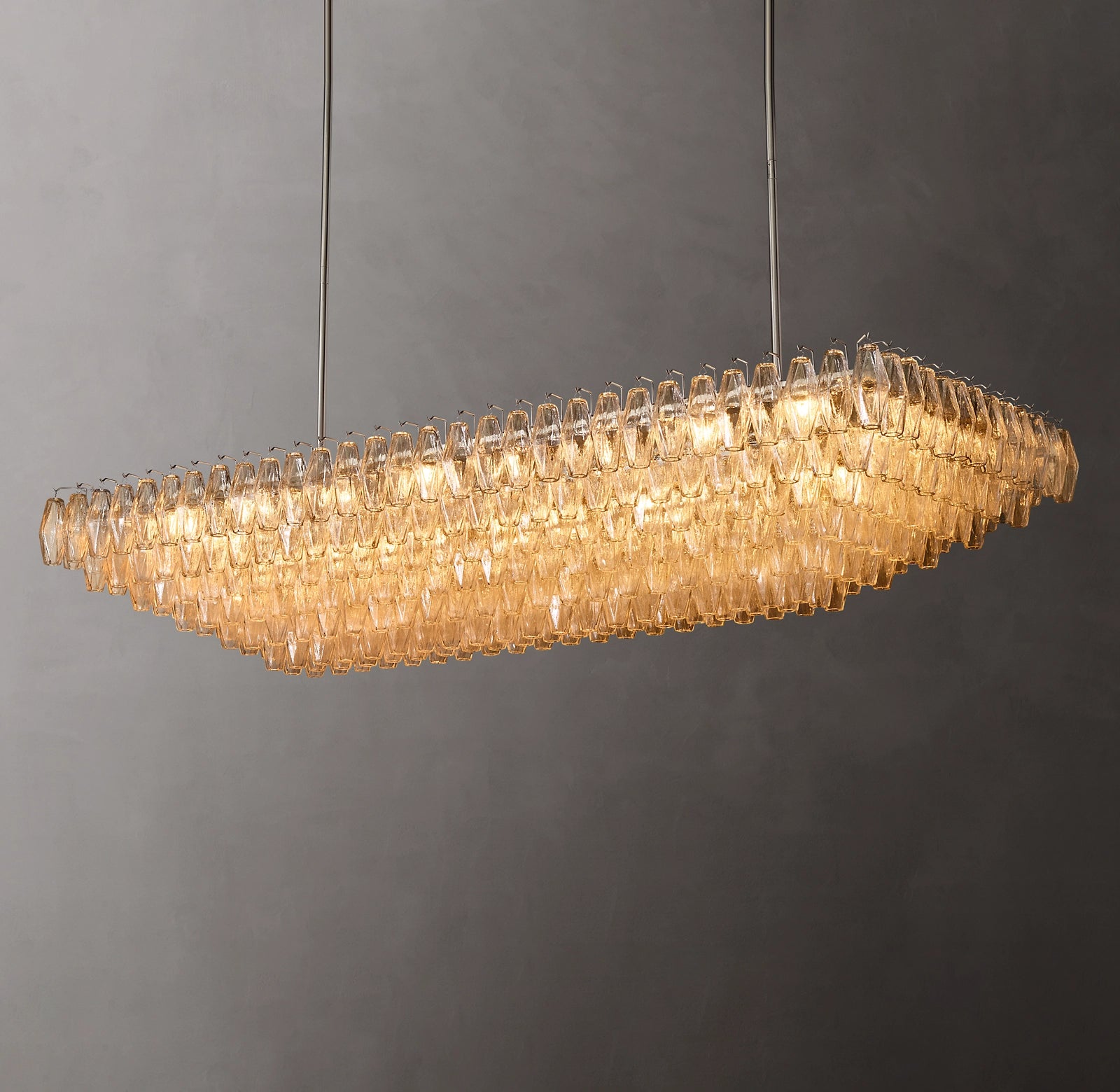 74 Inch Clear Murano Glass Tiered Rectangular Chandelier - Chiara