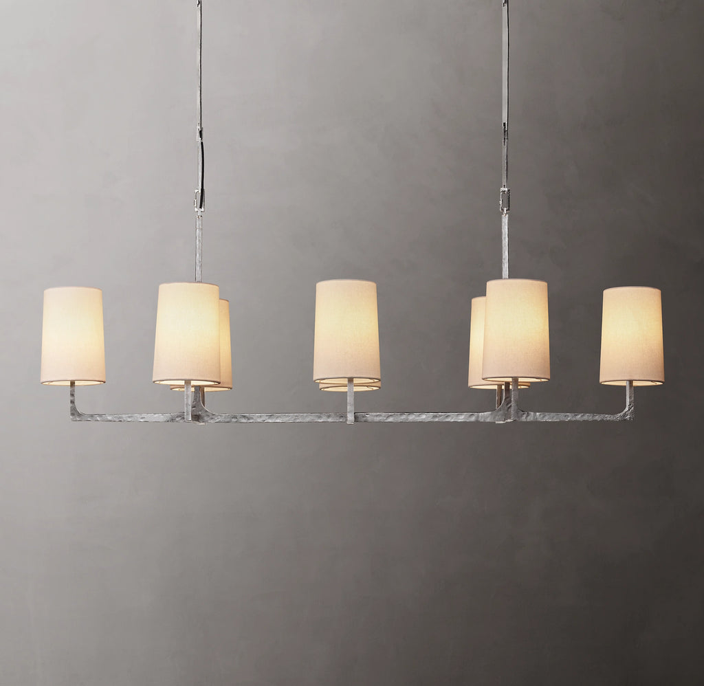 54 Inch Shaded Hammered Metal Linear Chandelier – Wright