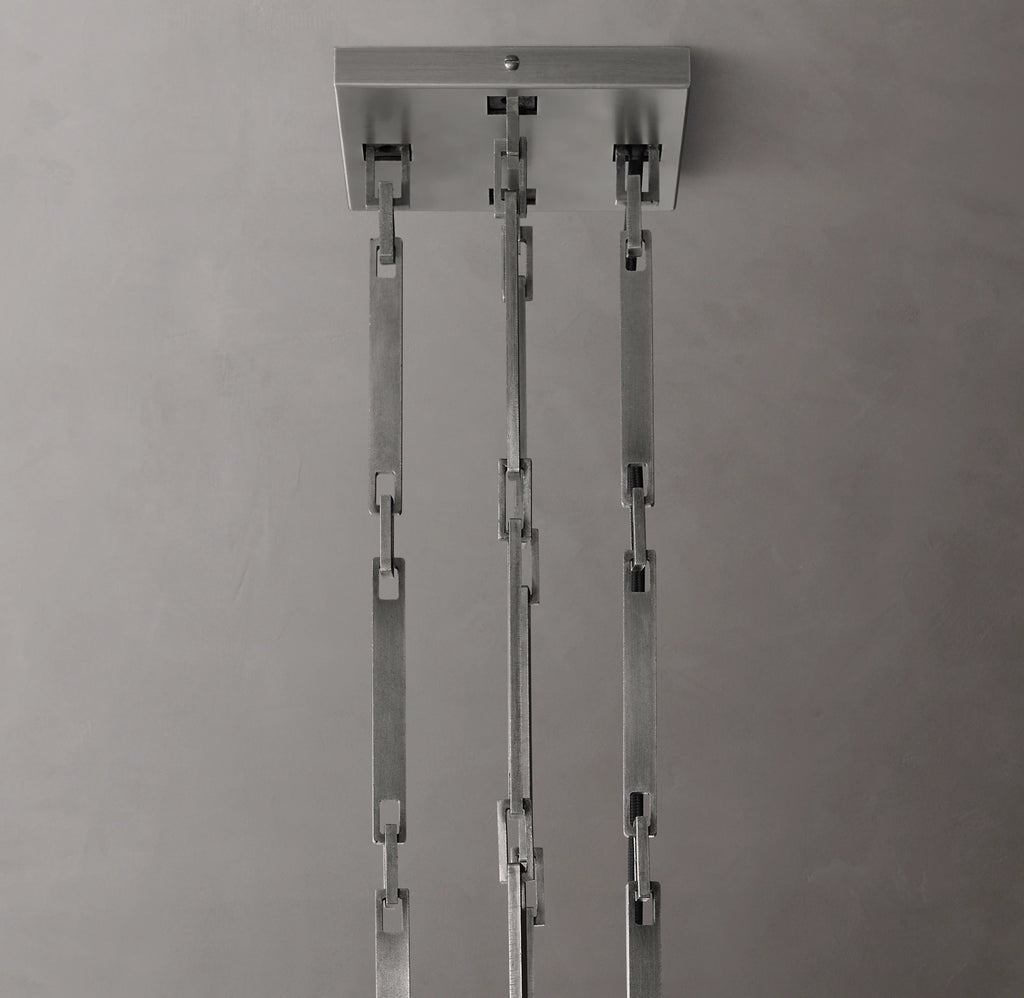 48 Inch Hammered Metal Arm Shaded Chandelier – Wright