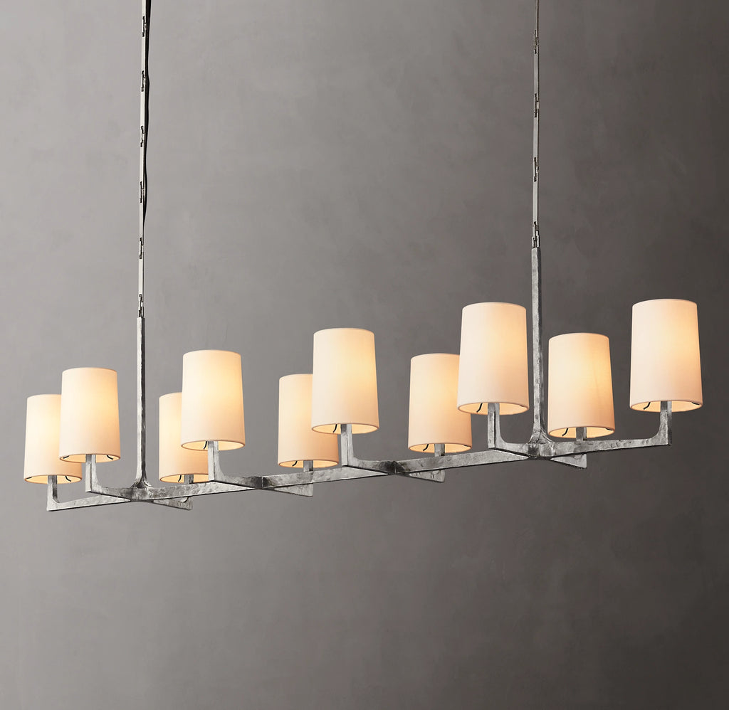 72 Inch Shaded Hammered Metal Linear Chandelier – Wright