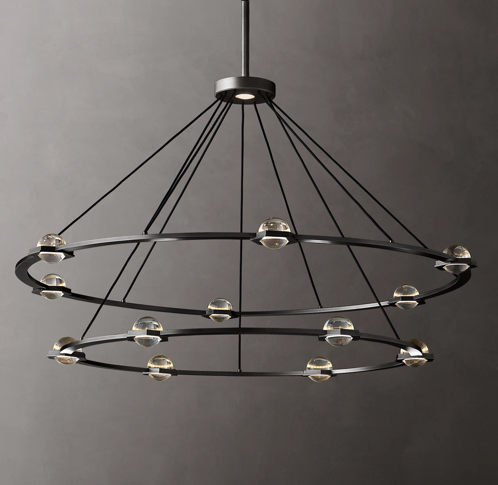 60 Inch Globe Crystal Tiered Ring Chandelier - Eclatant