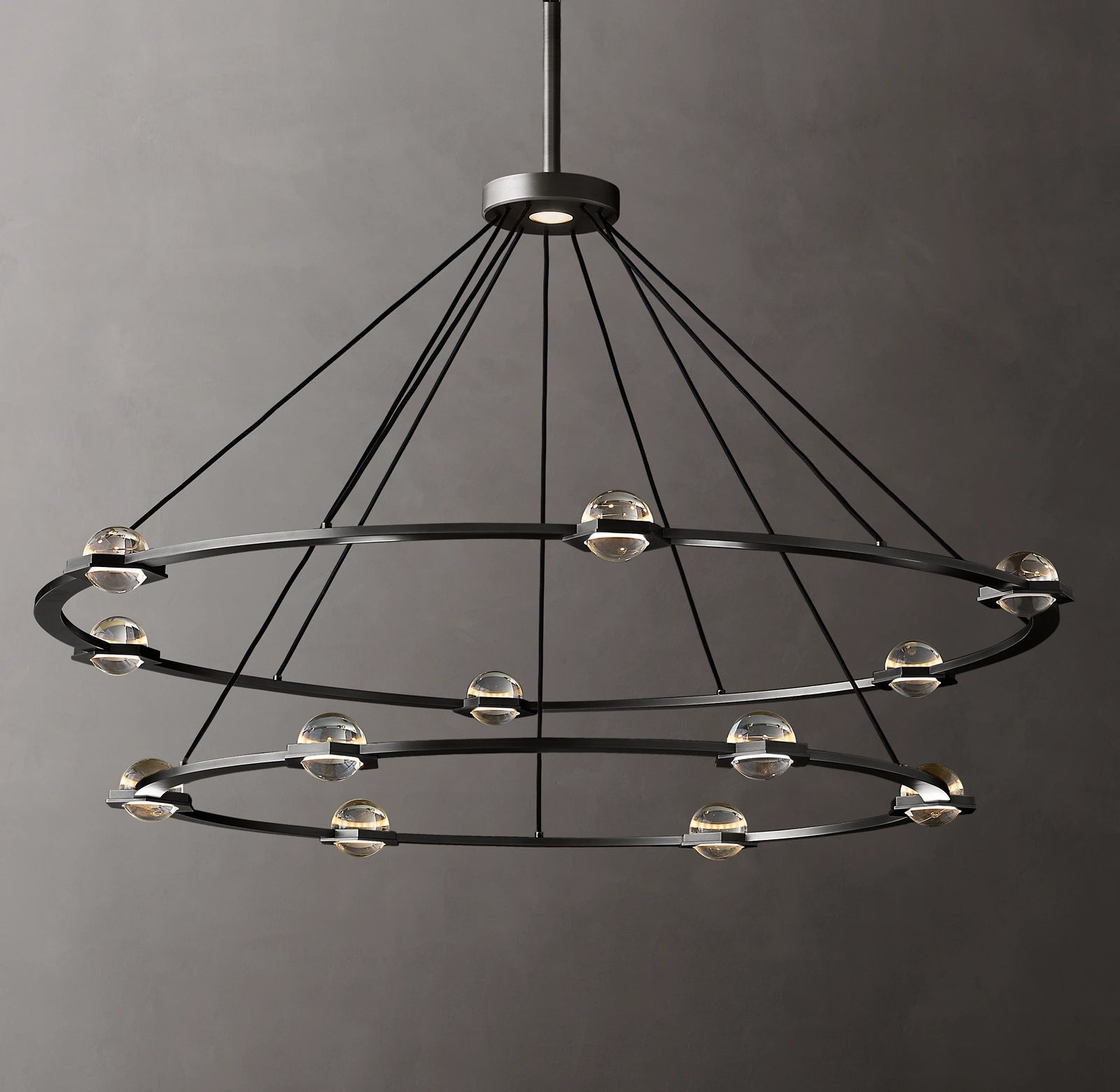 60 Inch Globe Crystal Tiered Ring Chandelier - Eclatant