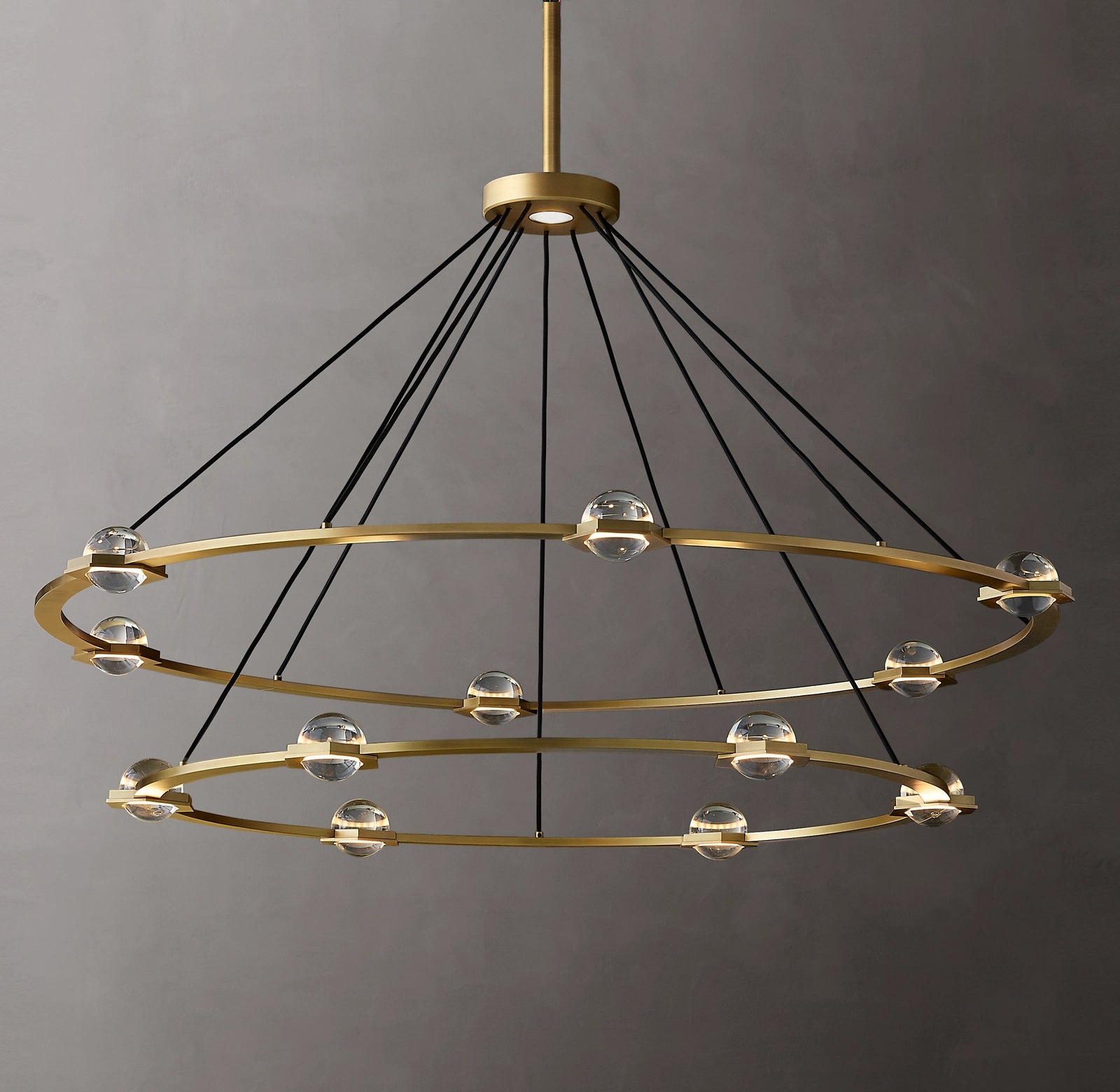 60 Inch Globe Crystal Tiered Ring Chandelier - Eclatant