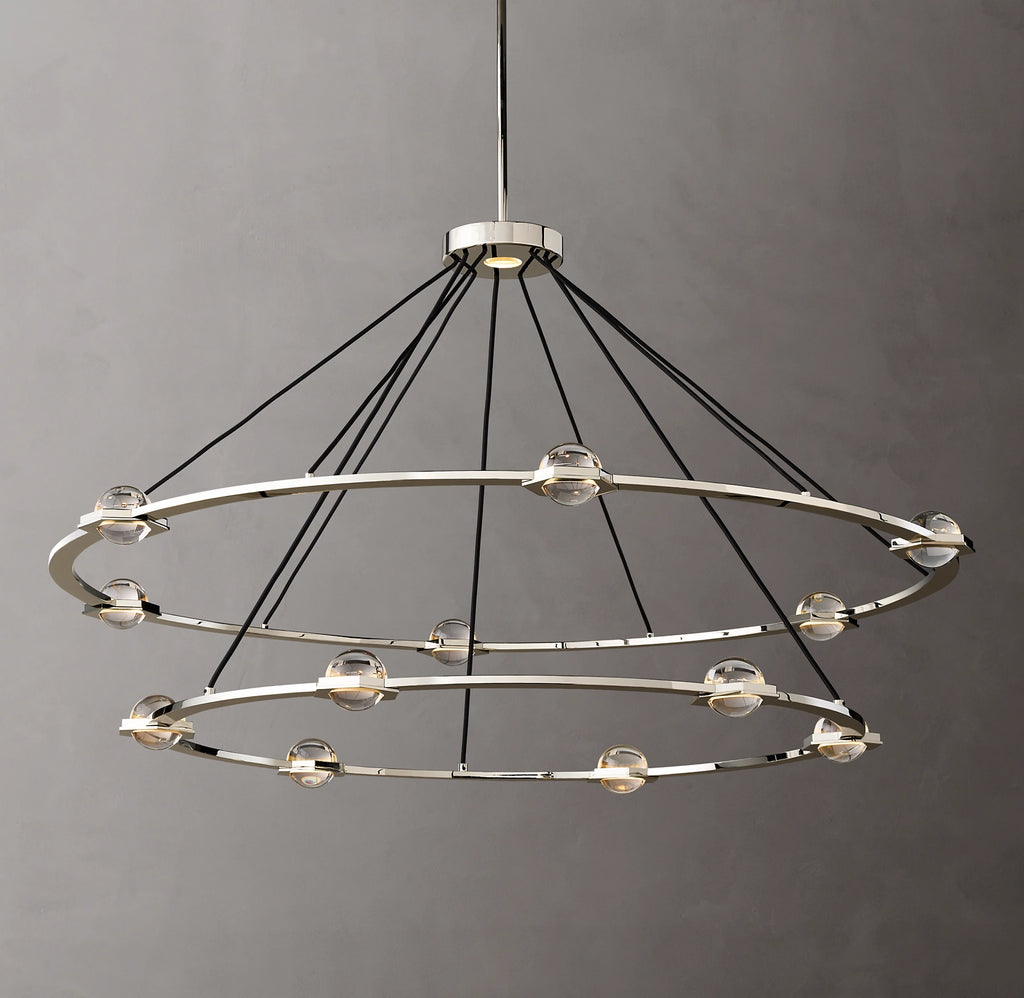 60 Inch Globe Crystal Tiered Ring Chandelier - Eclatant