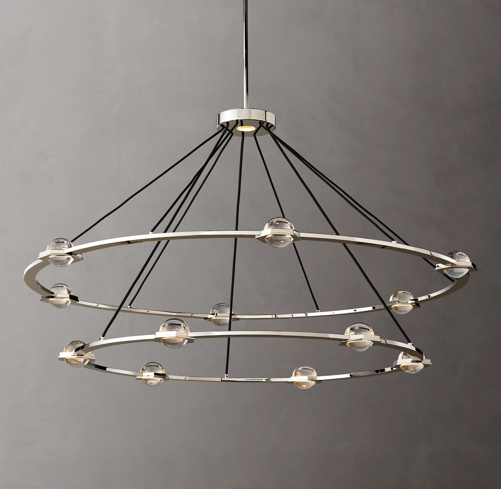 60 Inch Globe Crystal Tiered Ring Chandelier - Eclatant