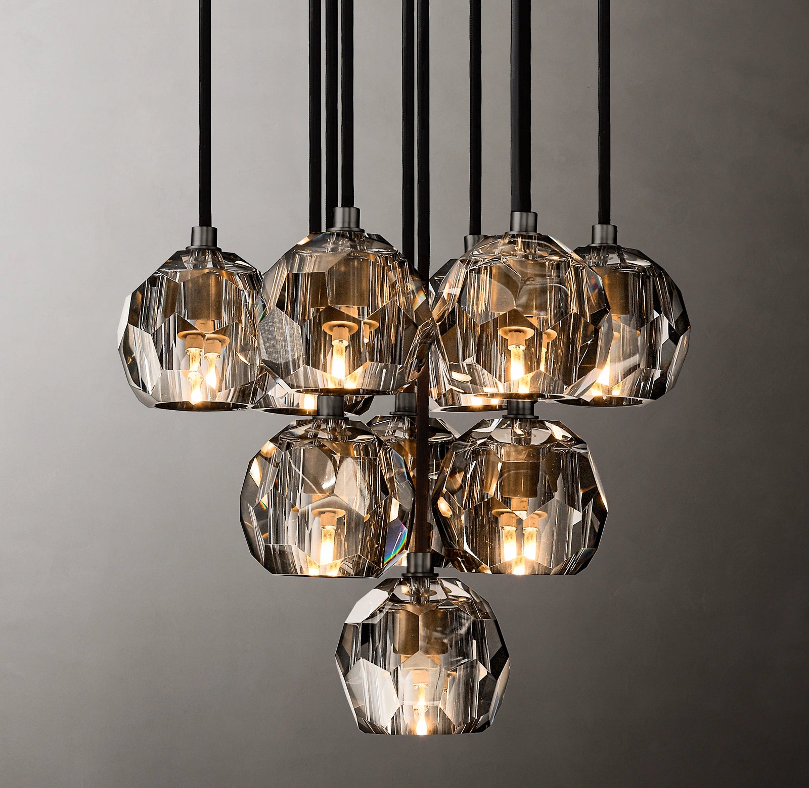 14 Inch Smoked Crystal Cluster Chandelier – Boule