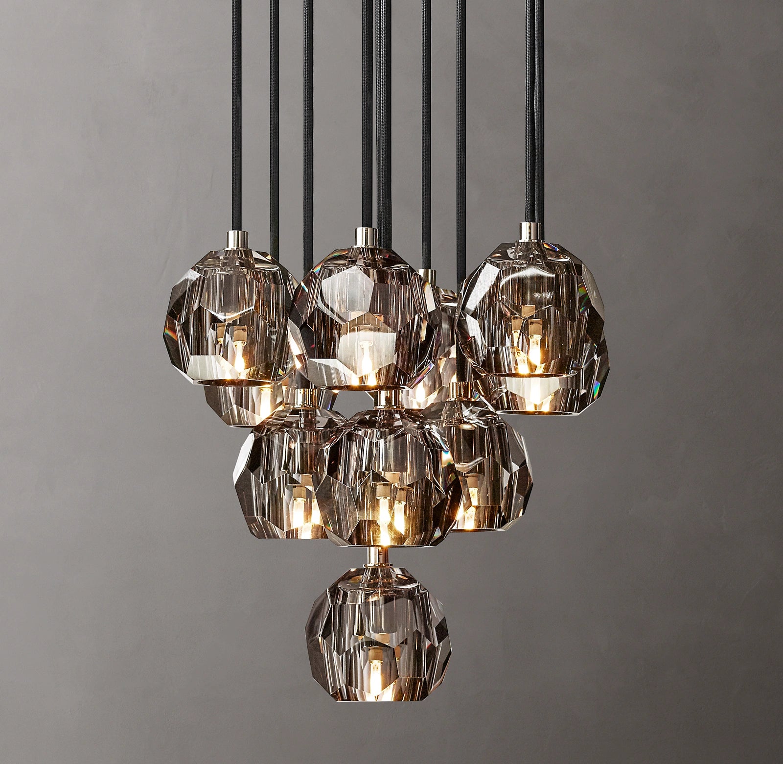14 Inch Smoked Crystal Cluster Chandelier – Boule