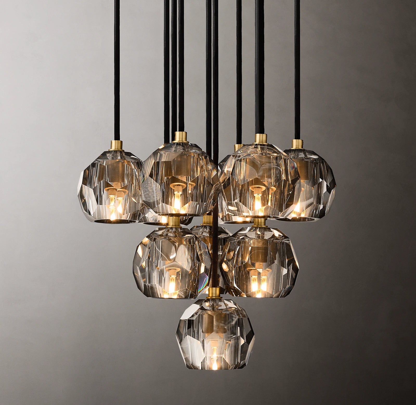 14 Inch Smoked Crystal Cluster Chandelier – Boule