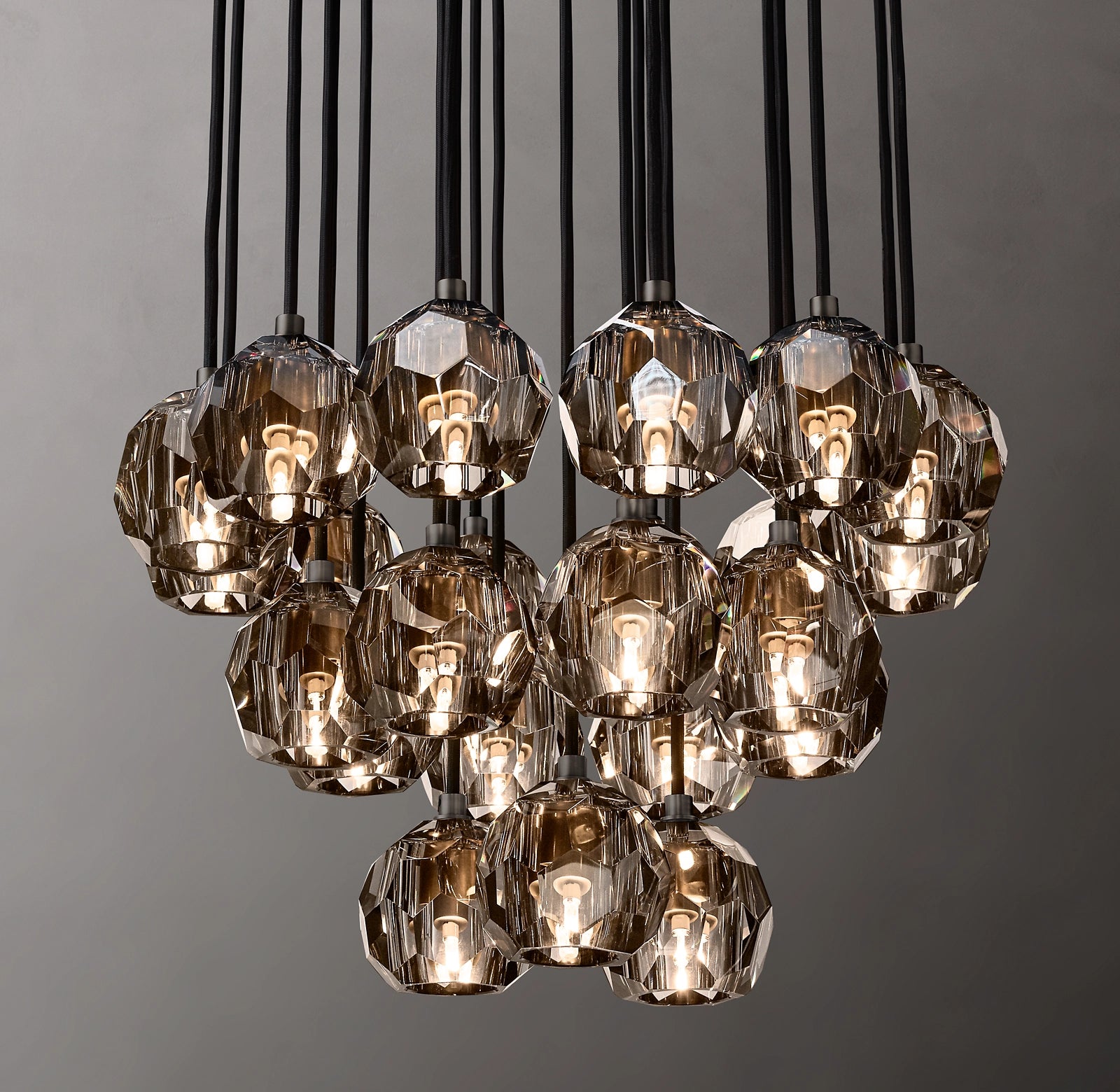24 Inch Smoked Crystal Cluster Chandelier – Boule