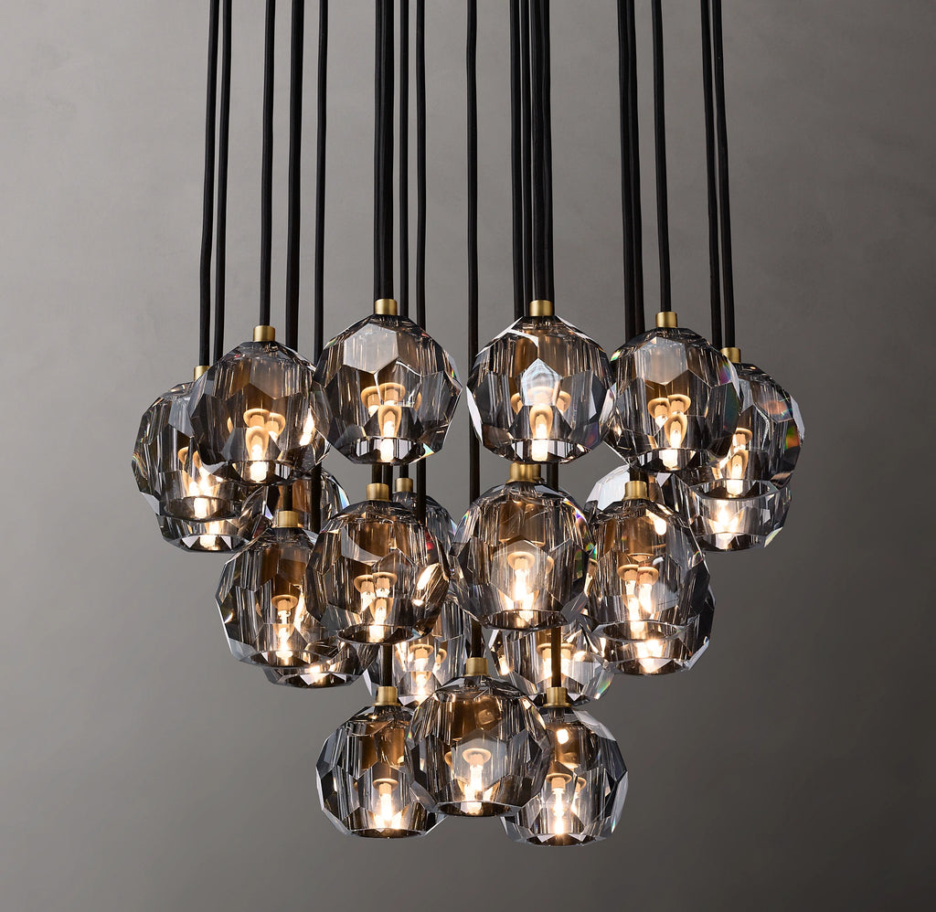 24 Inch Smoked Crystal Cluster Chandelier – Boule
