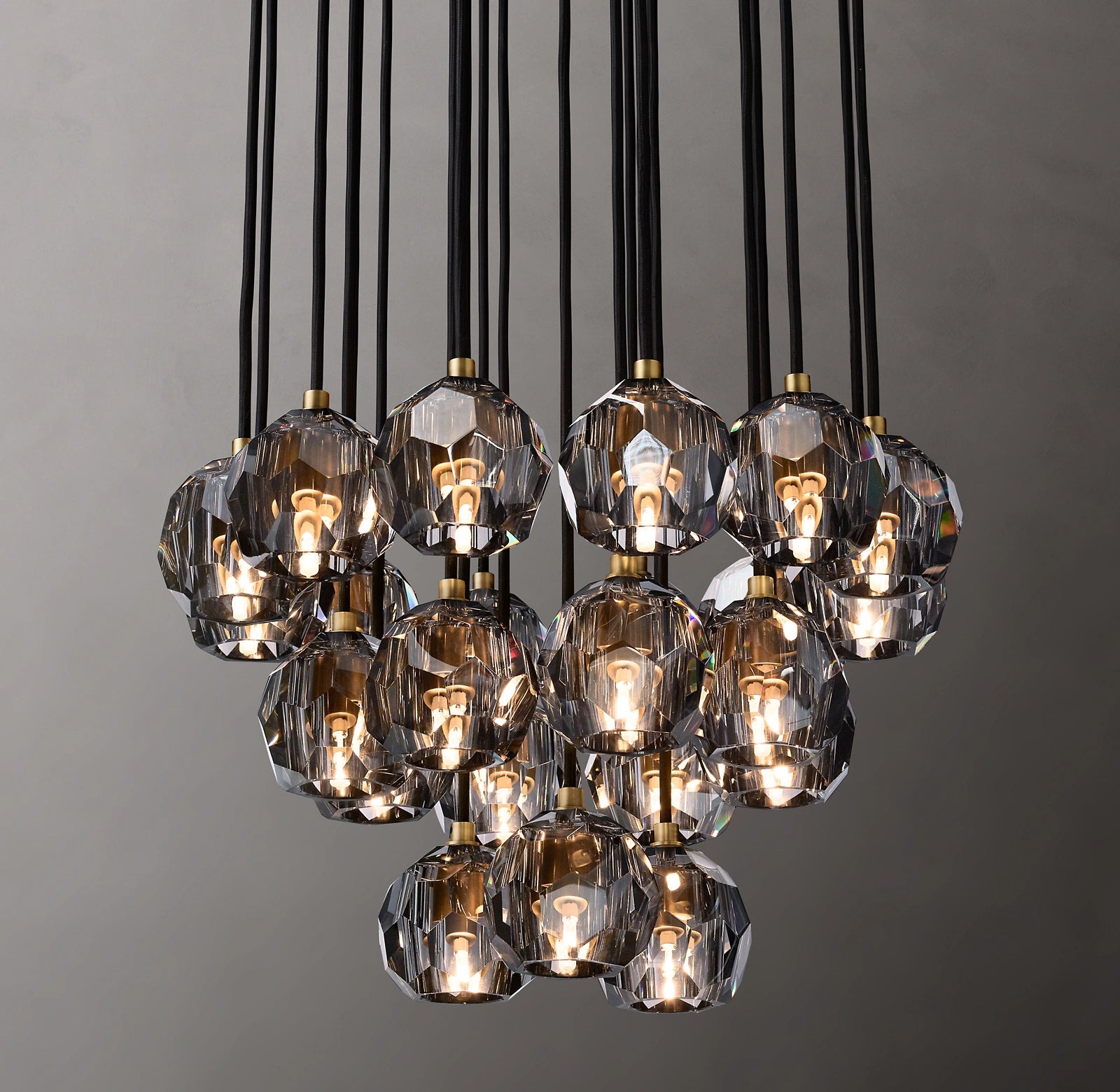 24 Inch Smoked Crystal Cluster Chandelier – Boule
