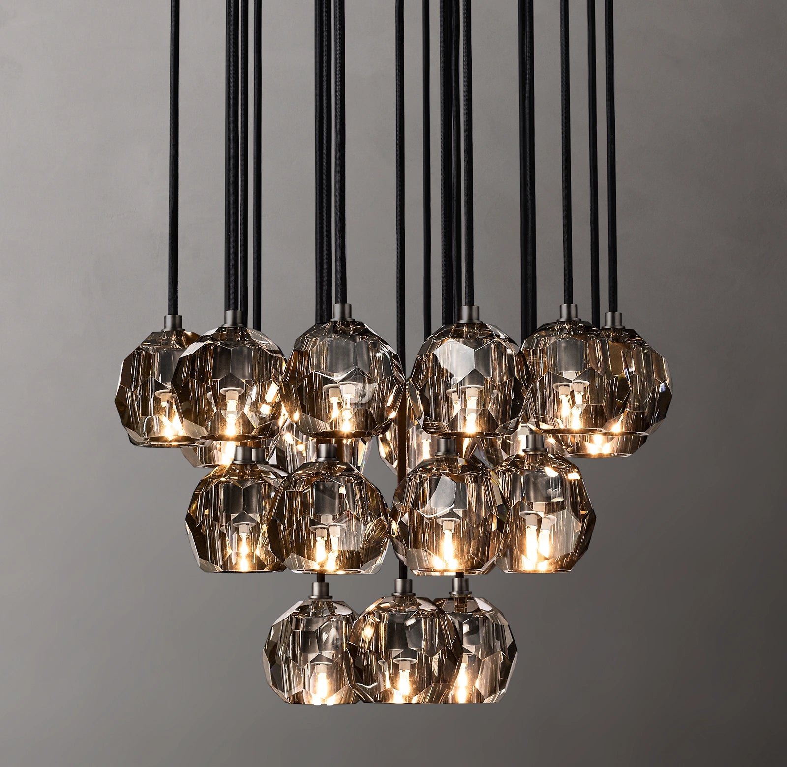 24 Inch Smoked Crystal Cluster Chandelier – Boule