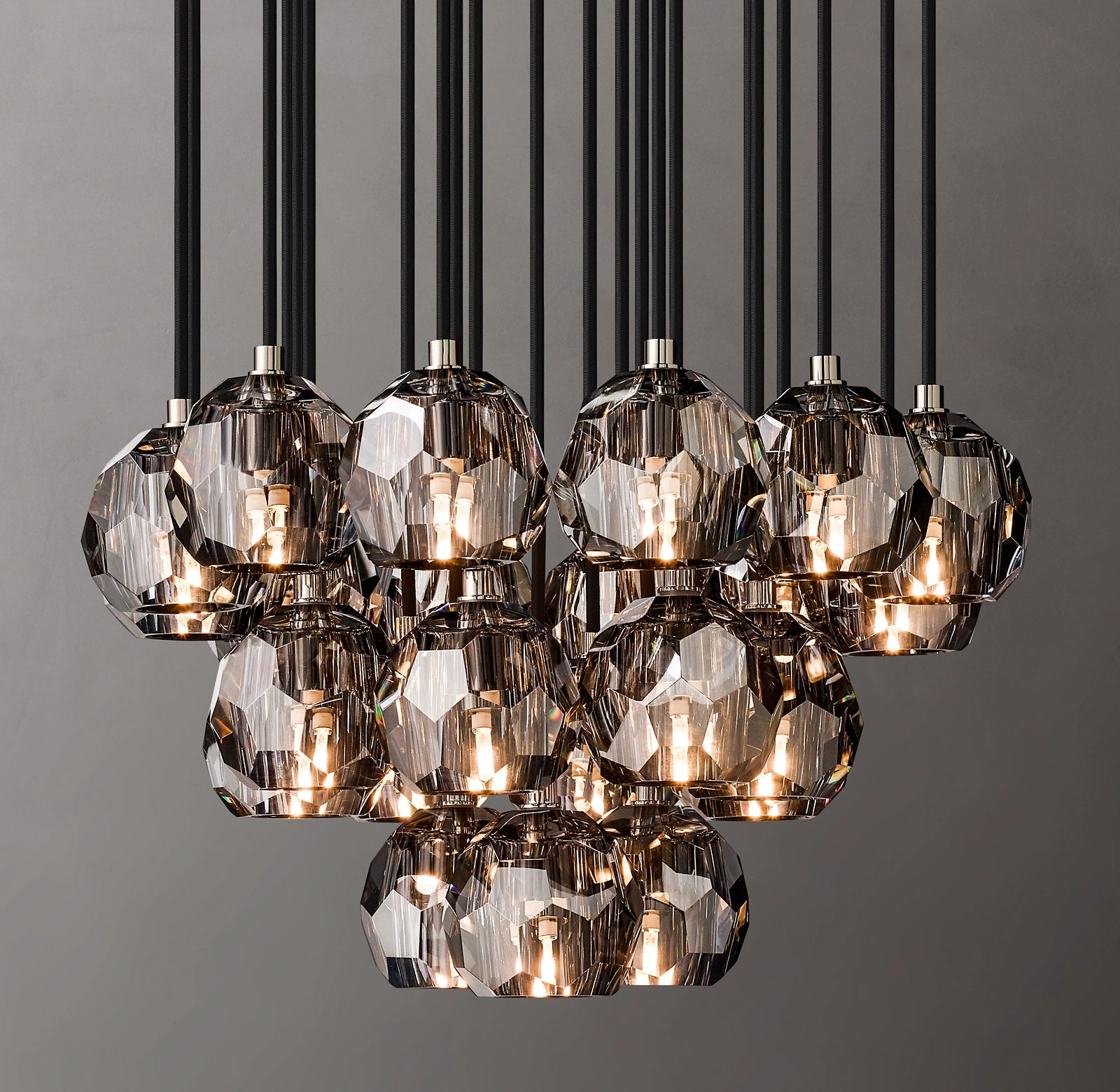 24 Inch Smoked Crystal Cluster Chandelier – Boule