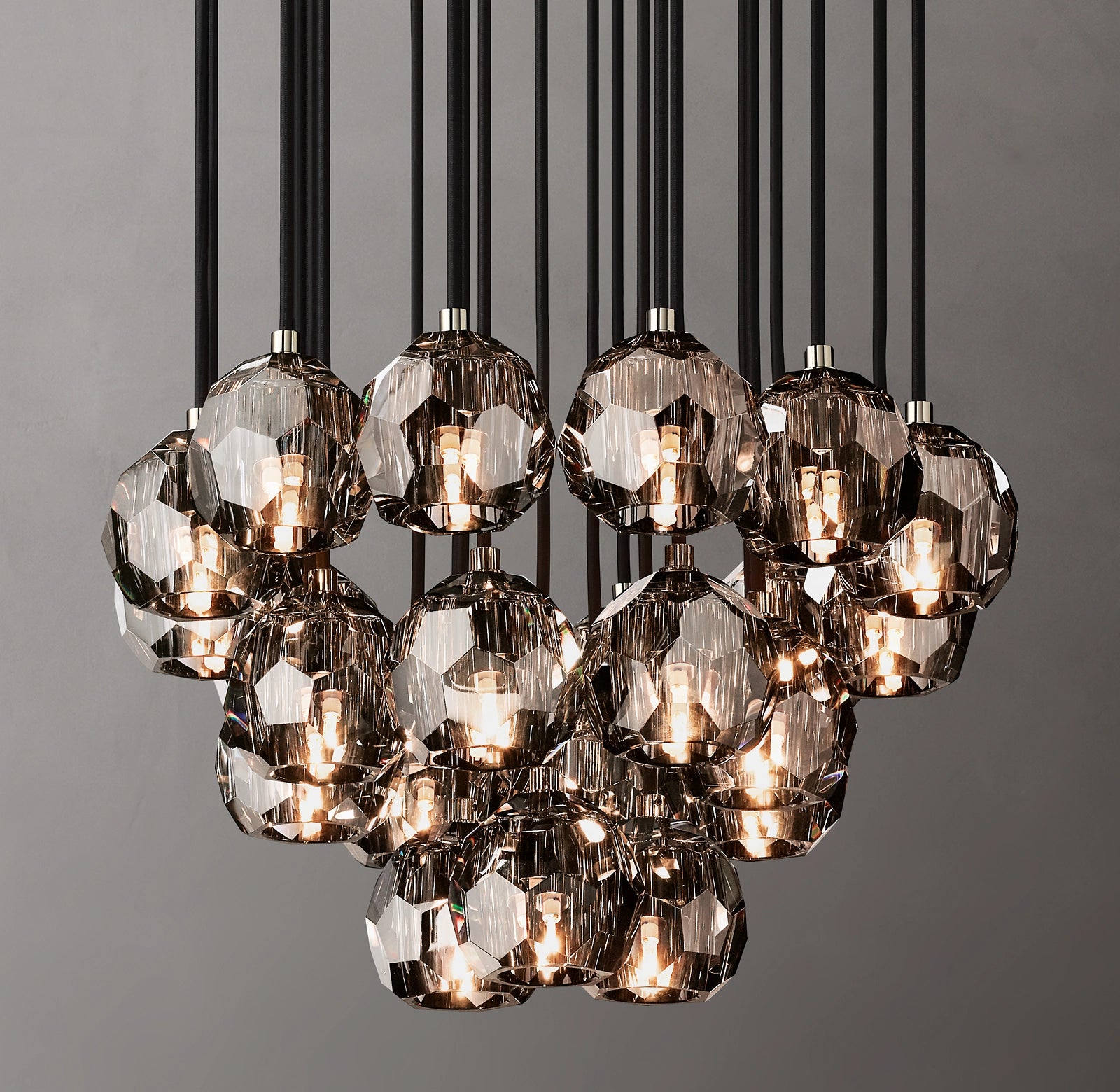 24 Inch Smoked Crystal Cluster Chandelier – Boule