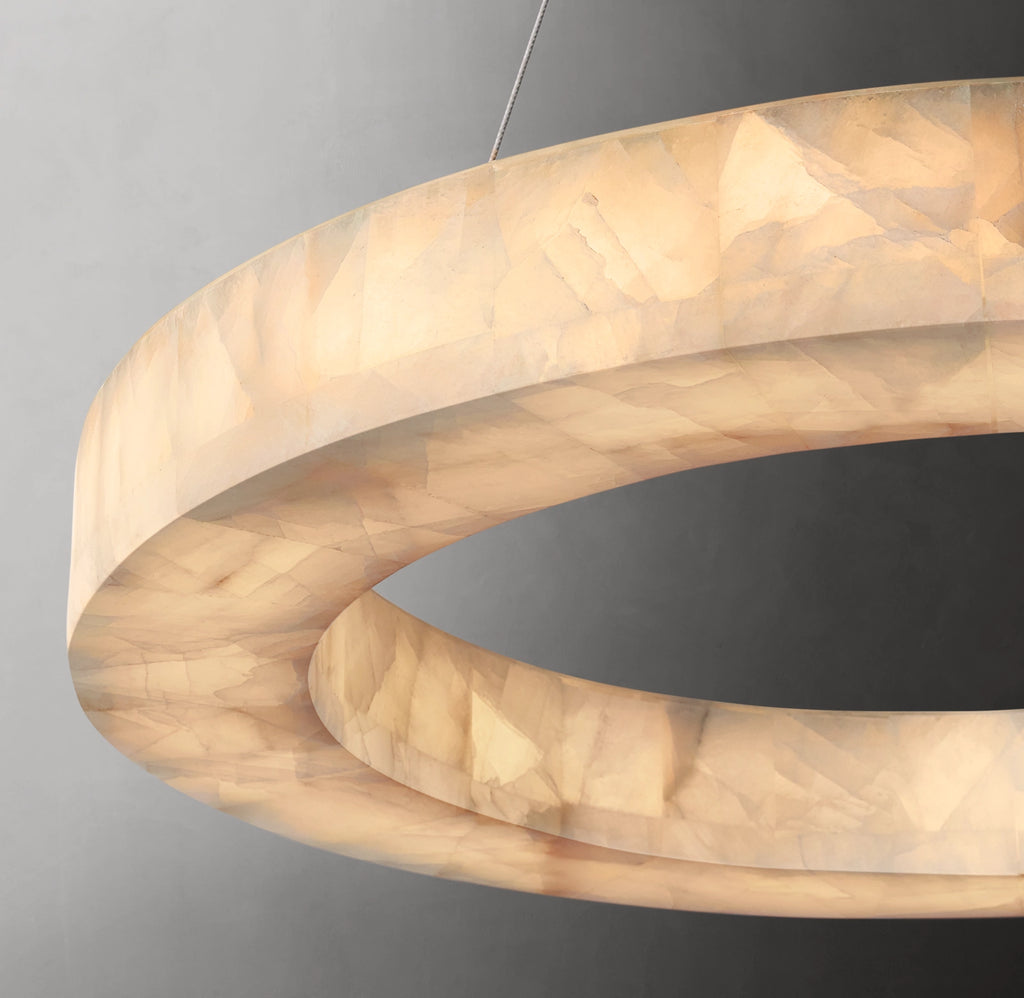 31 Inch Lueur Round Alabaster Chandelier - Rivage
