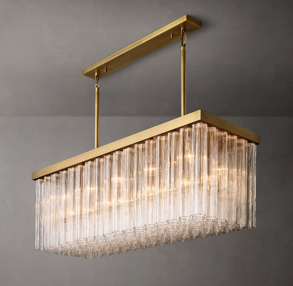 54 Inch Tronchi Glass Rectangular Chandelier - Cielo