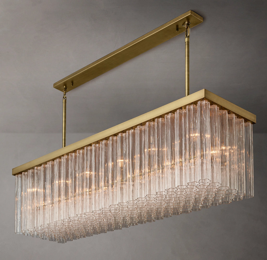 72 Inch Tronchi Glass Rectangular Chandelier - Cielo