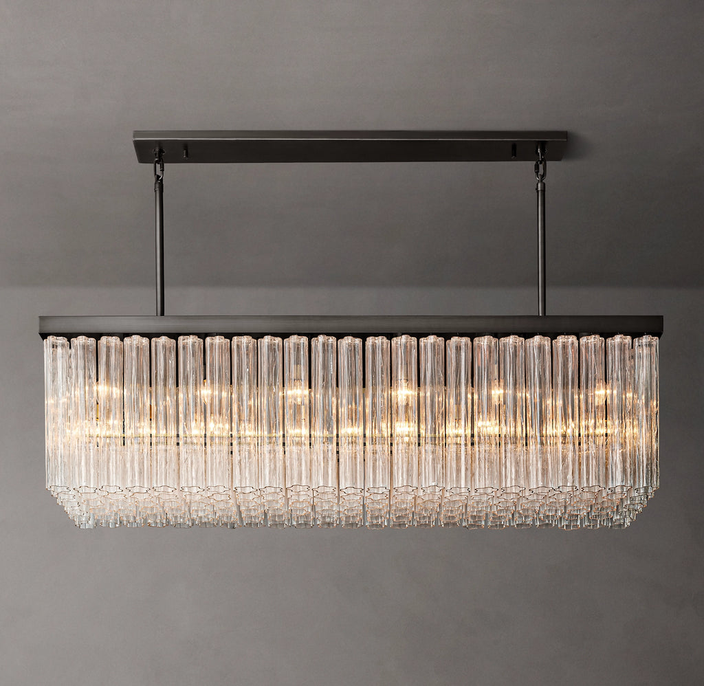 72 Inch Tronchi Glass Rectangular Chandelier - Cielo