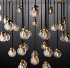 48 Inch Ribbed Glass Globe Round Pendant Chandelier - Pearl