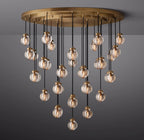 48 Inch Ribbed Glass Globe Round Pendant Chandelier - Pearl
