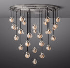 48 Inch Ribbed Glass Globe Round Pendant Chandelier - Pearl